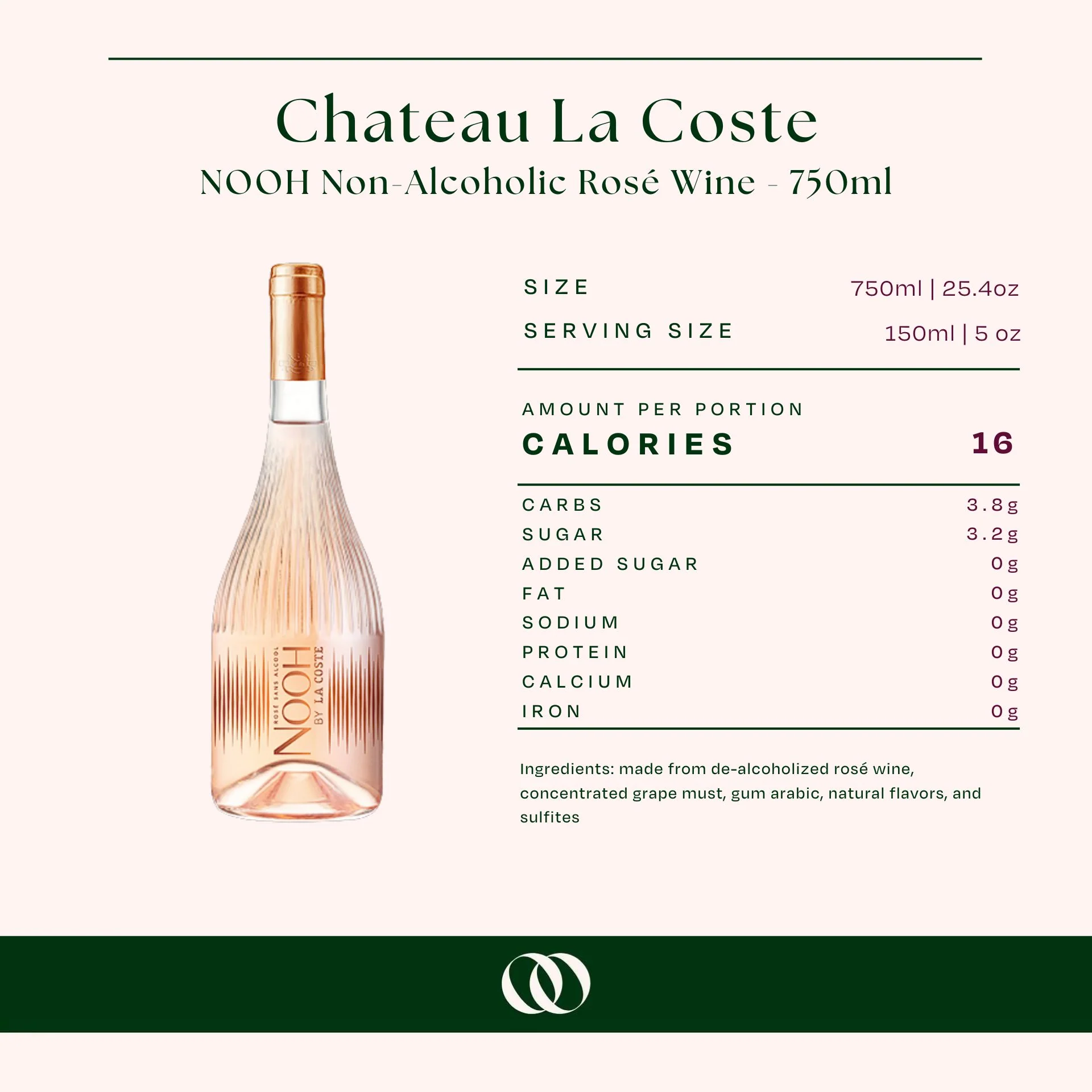 Chateau La Coste - NOOH Non-Alcoholic Rosé Wine - 750ml - Image 3