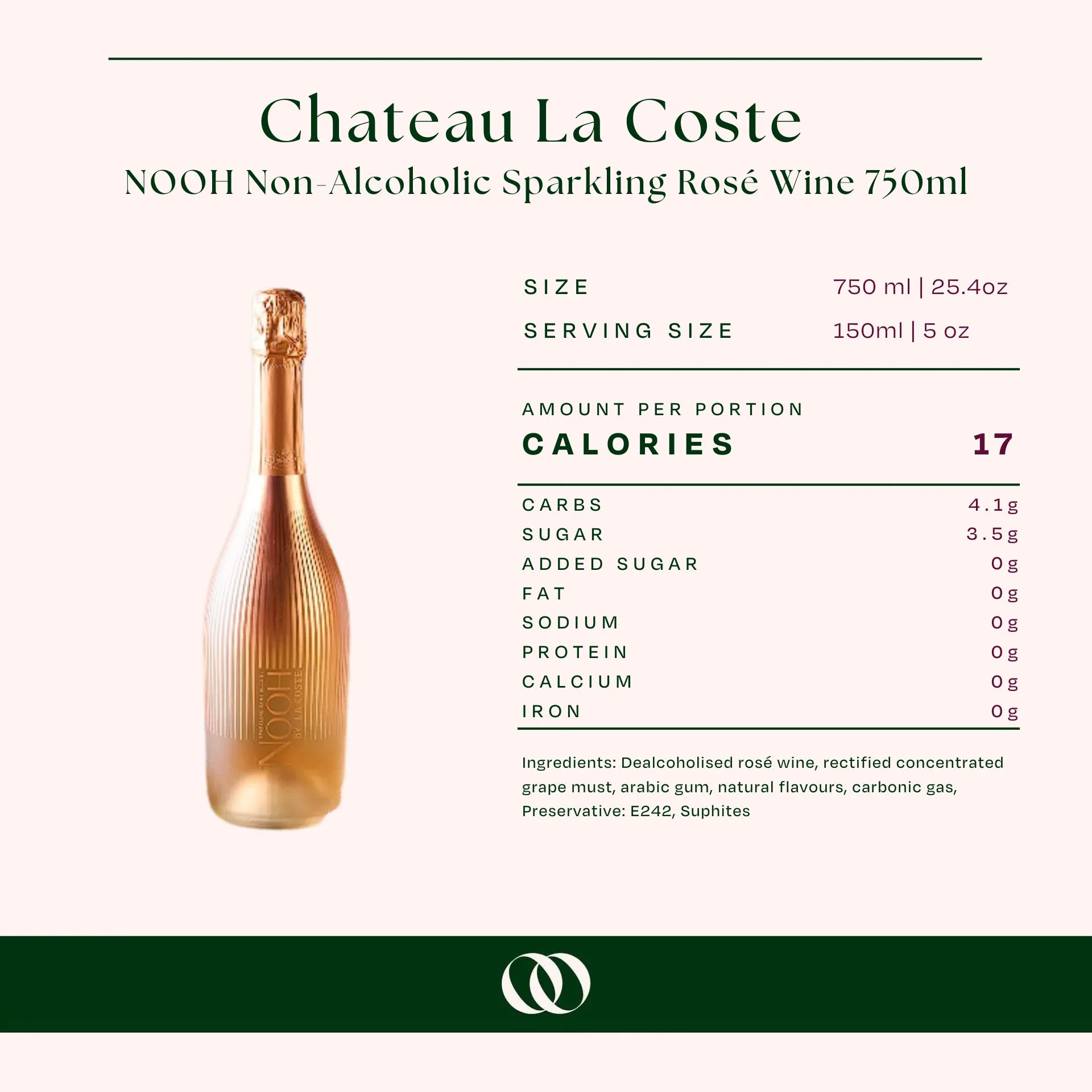Chateau La Coste - NOOH Non-Alcoholic Sparkling Rosé Wine - 750ml - Image 3