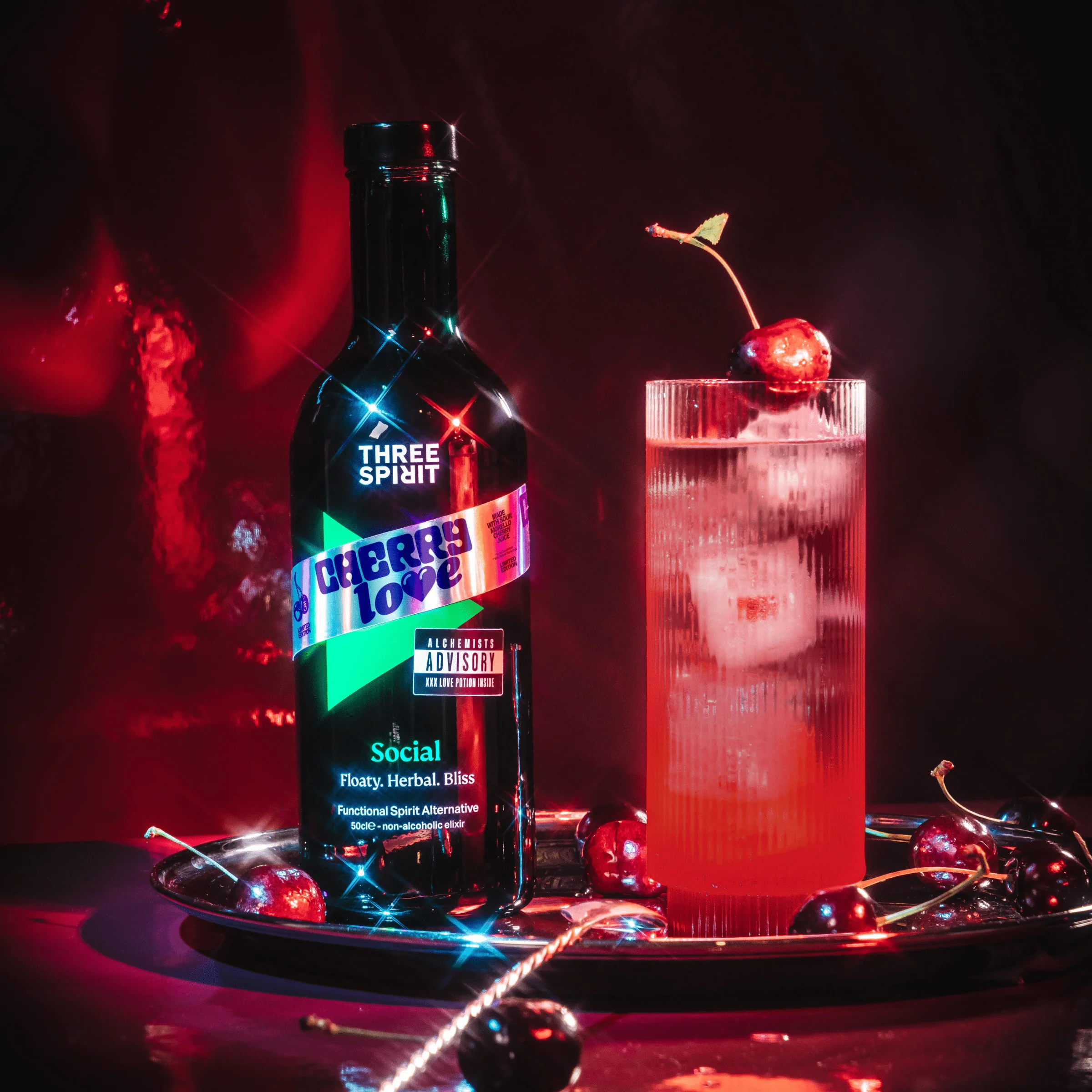 Three Spirit - Cherry Love Social XXX - Non-Alcoholic Botanical Elixir - LIMITED EDITION - Image 3