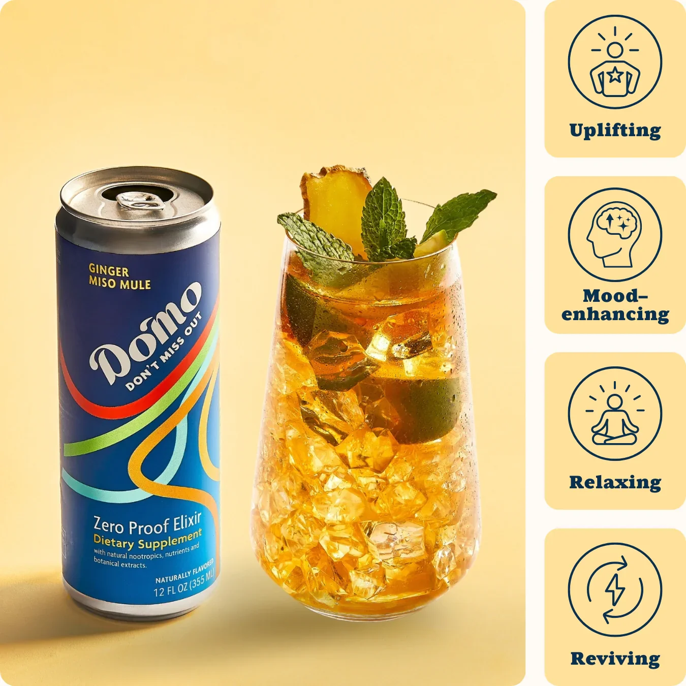 Do'Mo - Ginger Miso Mule - Functional Beverage - 4pk 12oz can - Image 2