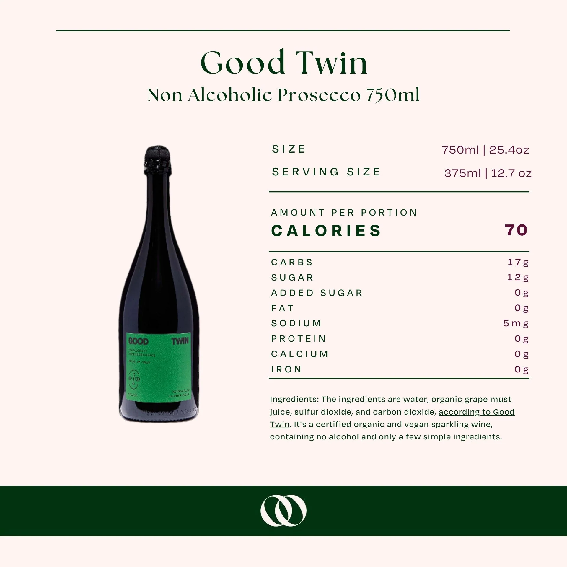 Good Twin - Non Alcoholic Prosecco 750ml - Image 4
