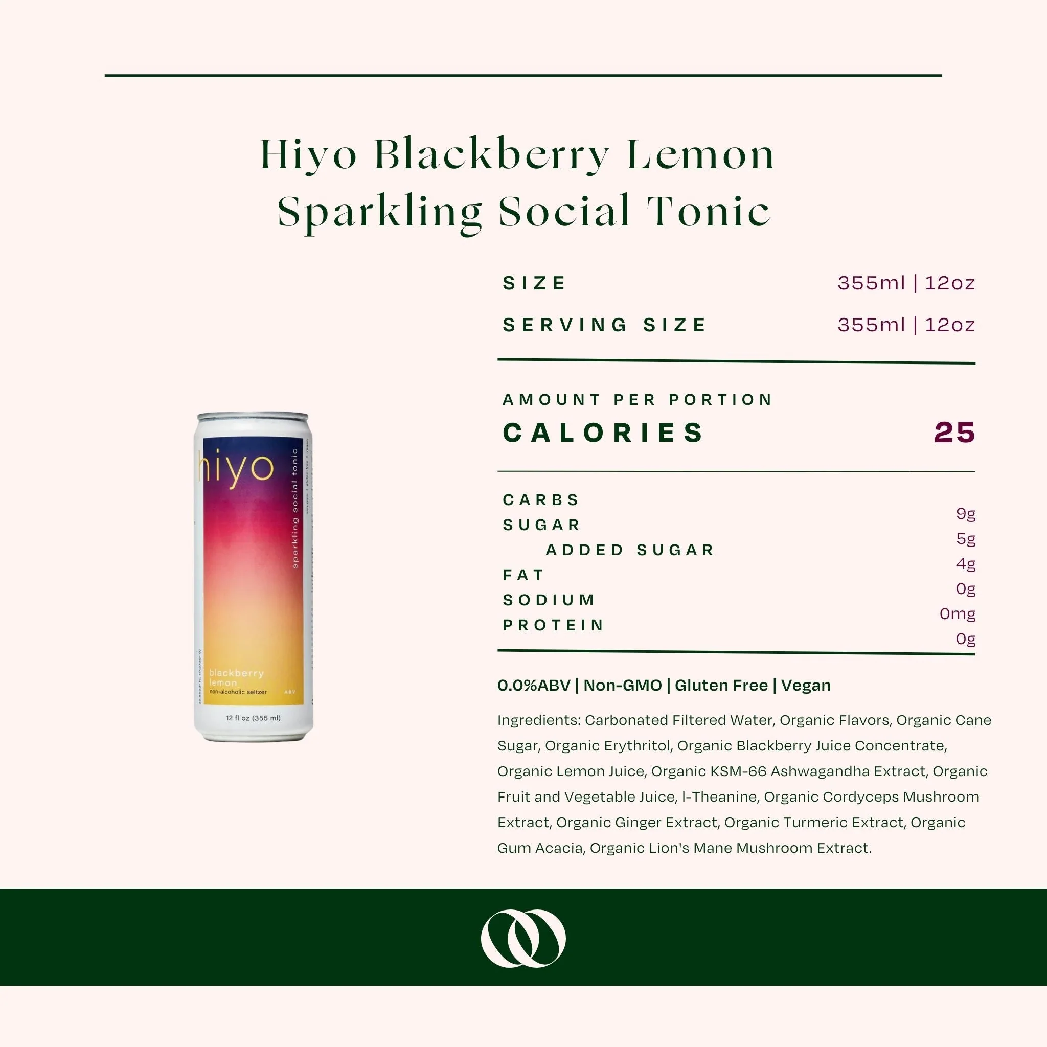 Hiyo Blackberry Lemon Non-Alcoholic Sparkling Social Tonic (4 pack) - Image 2