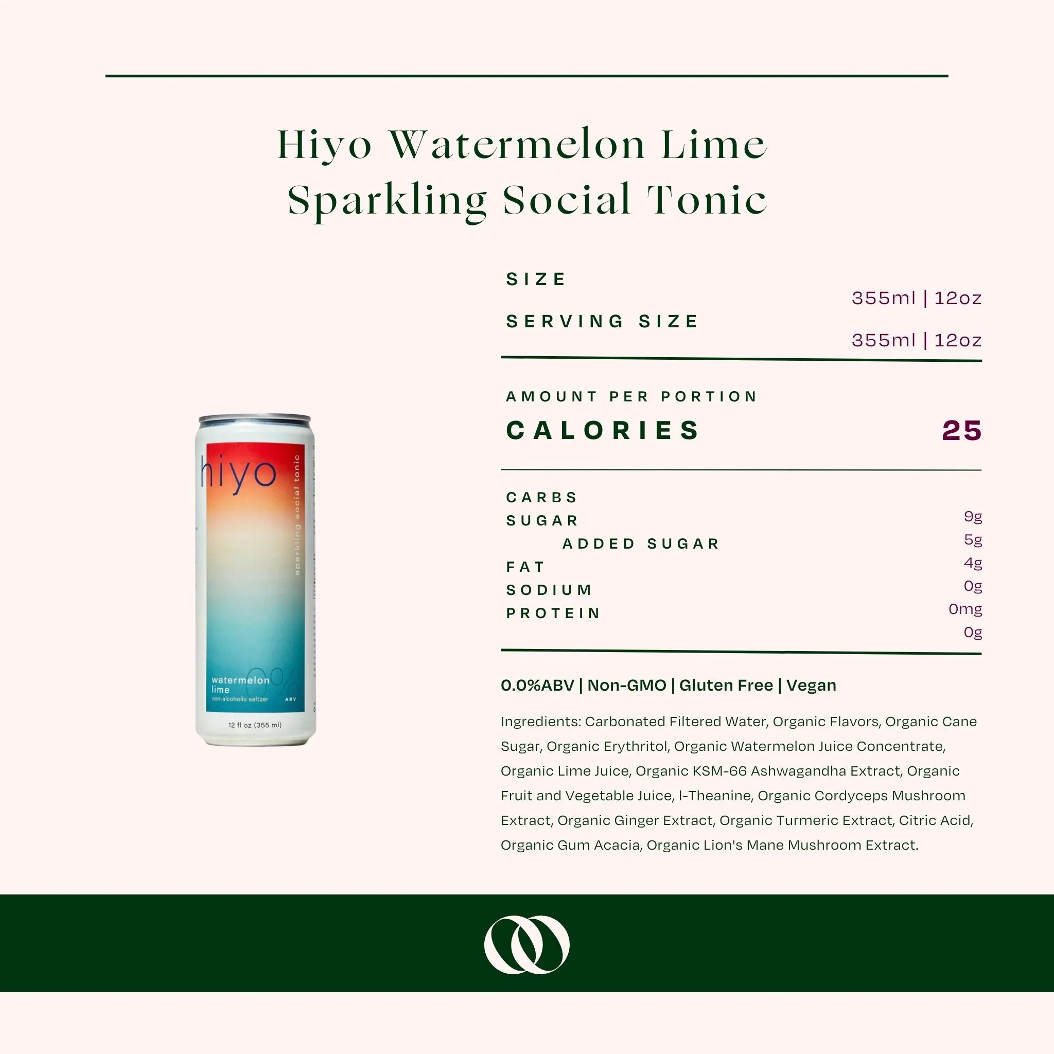 Hiyo - Watermelon Lime Non-Alcoholic Sparkling Social Tonic - 4 Pack - Image 2