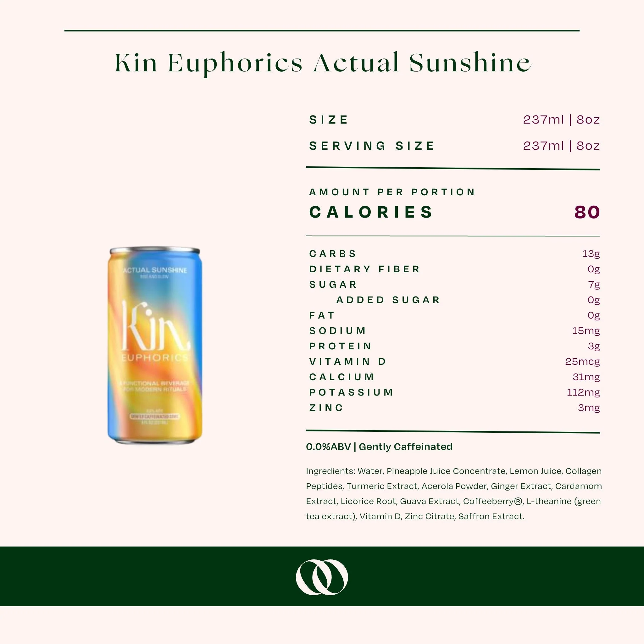 Kin Euphorics - Actual Sunshine Ready To Drink - 4 Pack - Image 3