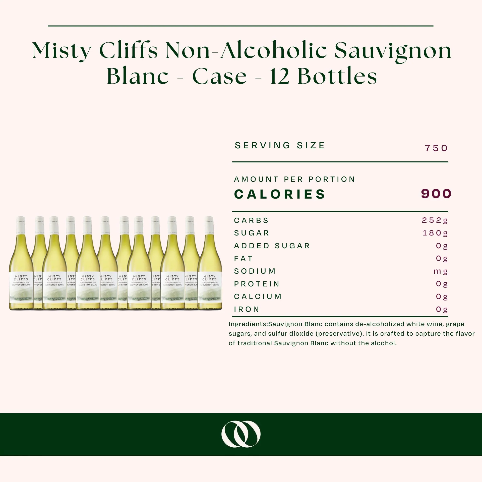 Misty Cliffs Non-Alcoholic Sauvignon Blanc - Case - 12 Bottles - Image 3