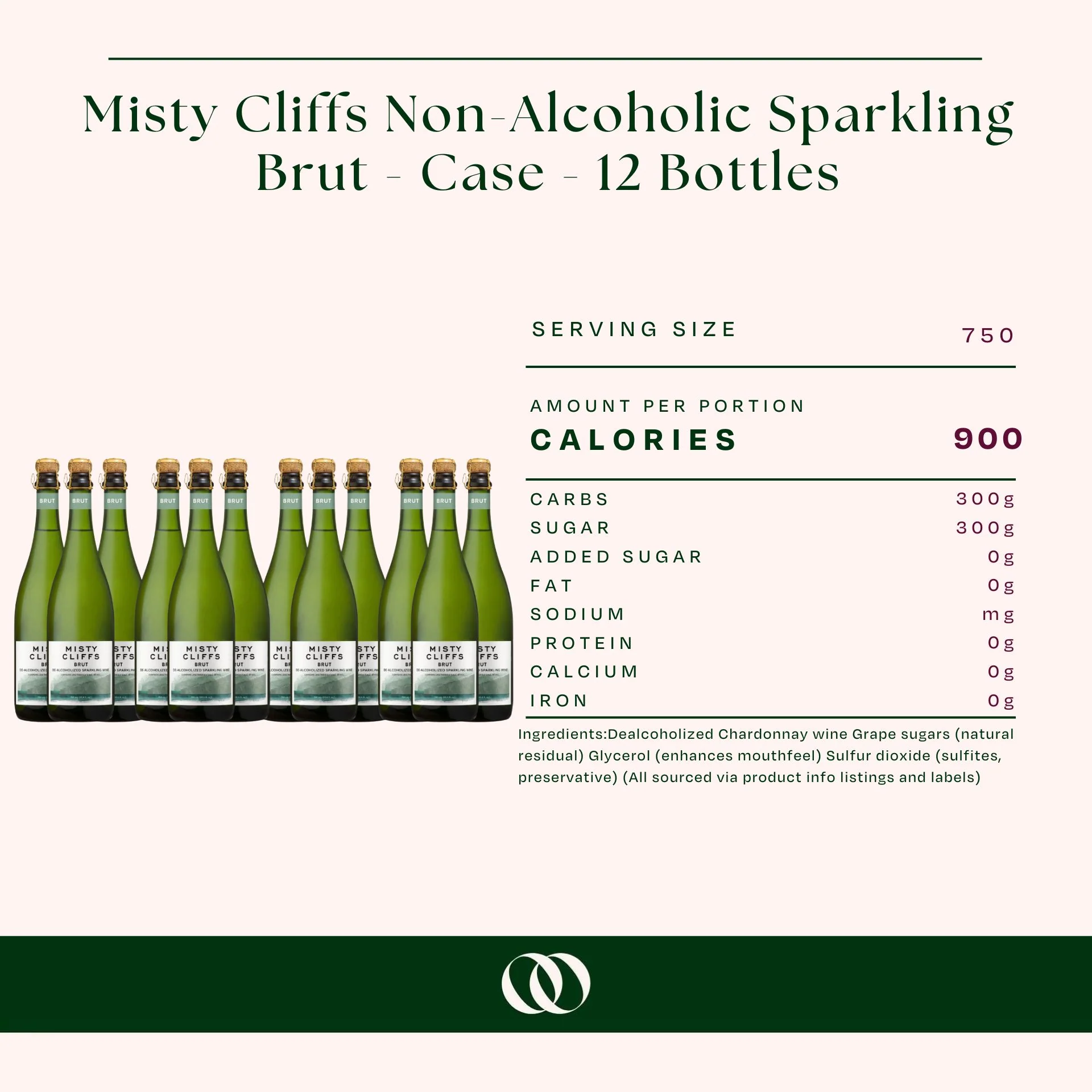 Misty Cliffs Non-Alcoholic Sparkling Brut - Case - 12 Bottles - Image 3